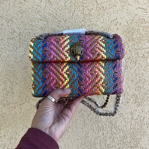 Kurt Geiger London Mini Kensington Rainbow Woven Raffia Crossbody Shoulder Bag